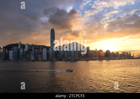 Paysage du port de victoria et de l'île de hong kong, Chine Banque D'Images