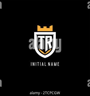 Logo TR initial avec bouclier, logo eSport gaming logo monogramme de style graphique vectoriel Illustration de Vecteur