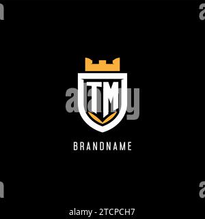 Logo initial TM avec bouclier, logo eSport gaming graphique vectoriel de style monogramme Illustration de Vecteur