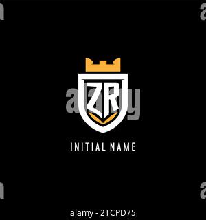 Logo initial ZR avec bouclier, logo de jeu eSport monogramme graphique vectoriel de style Illustration de Vecteur