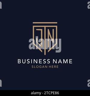 Monogramme initial de logo JN avec inspiration de conception d'icône de bouclier de luxe simple Illustration de Vecteur