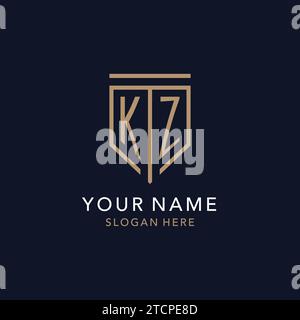 Monogramme initial du logo KZ avec inspiration de conception d'icône de bouclier de luxe simple Illustration de Vecteur