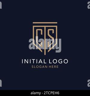 Monogramme initial DE logo CS avec inspiration de conception d'icône de bouclier de luxe simple Illustration de Vecteur