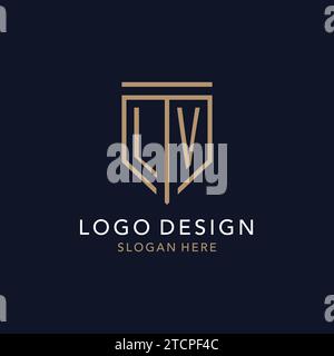 Monogramme initial du logo LV avec inspiration simple du design d'icône de bouclier de luxe Illustration de Vecteur