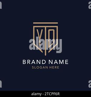 YO logo initial monogramme avec inspiration de conception d'icône de bouclier de luxe simple Illustration de Vecteur