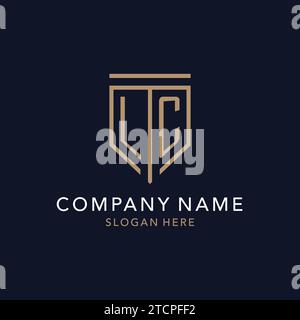 Monogramme initial du logo LC avec inspiration simple du design d'icône de bouclier de luxe Illustration de Vecteur