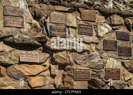 Monument à ceux qui sont morts dans le parc, Aoraki Mount Cook National Park, Île du Sud, Nouvelle-Zélande Banque D'Images