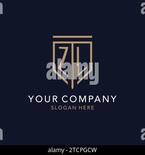 Monogramme initial de logo ZL avec inspiration de conception d'icône de bouclier de luxe simple Illustration de Vecteur