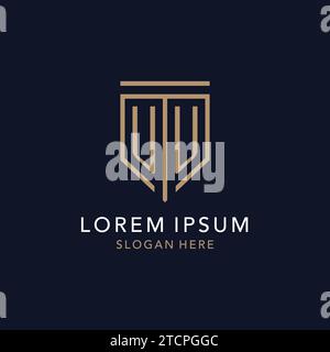 Monogramme initial du logo UU avec inspiration de conception d'icône de bouclier de luxe simple Illustration de Vecteur