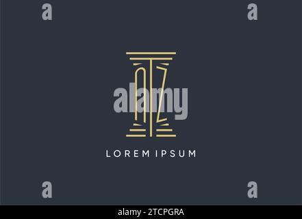 Monogramme initial NZ avec logo en forme de pilier inspiration Illustration de Vecteur