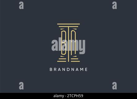 Monogramme initial BN avec motif de logo en forme de pilier inspiration Illustration de Vecteur