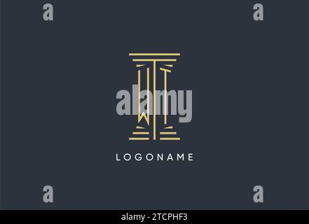 Monogramme WT initial avec logo en forme de pilier inspiré Illustration de Vecteur