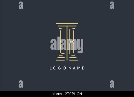 Monogramme initial LX avec logo en forme de pilier inspiration Illustration de Vecteur