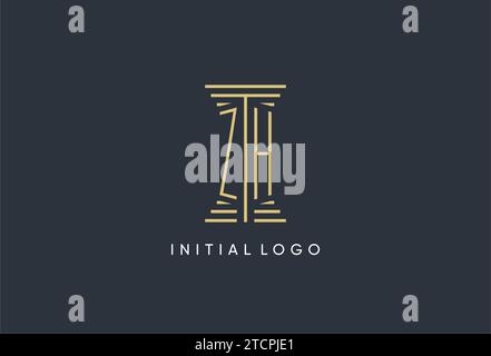 Monogramme initial ZH avec inspiration de conception de logo en forme de pilier Illustration de Vecteur