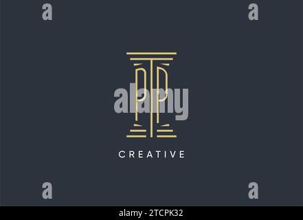 Monogramme initial PP avec inspiration de conception de logo en forme de pilier Illustration de Vecteur