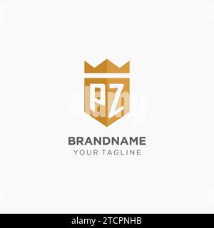 Logo Monogram PZ avec bouclier géométrique et couronne, design graphique vectoriel de logo initial élégant de luxe Illustration de Vecteur