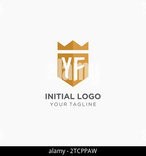 Logo Monogram YF avec bouclier géométrique et couronne, graphique vectoriel de conception de logo initial élégant de luxe Illustration de Vecteur