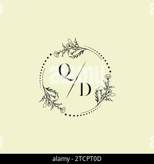 Lettres initiales de logo de mariage QD dans la conception professionnelle de haute qualité qui imprimeront bien à travers tous les supports d'impression Illustration de Vecteur