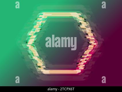 Abstrait effet de glitch lumineux hexagone fond moderne. Conception graphique vectorielle de concept Illustration de Vecteur