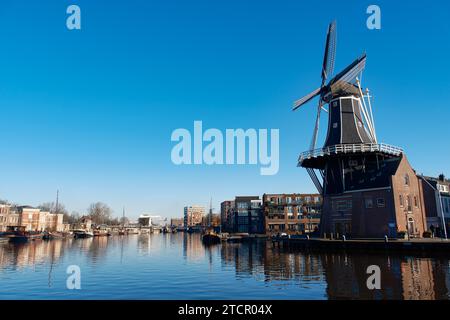 Moulin de Adriaan à Haarlem, province de Hollande du Nord, pays-Bas Banque D'Images