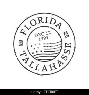 Tallahassee affranchissement et timbre postal. Lettre ou colis pays de départ, USA Florida région timbre d'encre, service de livraison de courrier États-Unis Tallahassee City Vector empreinte ou sceau d'enveloppe postale Illustration de Vecteur