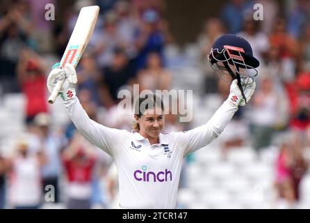 Photo de dossier datée du 24-06-2023 de Tammy Beaumont, qui a battu le record de Betty Snowball de 88 ans pour le meilleur score d'une femme anglaise avec son 208 dans le test Ashes contre l'Australie à Trent Bridge. Date de parution : jeudi 14 novembre 2023. Banque D'Images