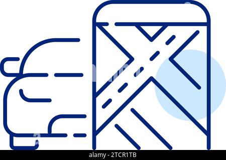Application de navigation pour smartphone. Symbole de voiture et itinéraire de la carte routière. Icône Pixel Perfect Illustration de Vecteur
