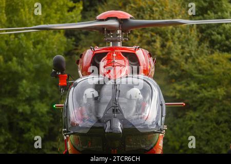 Entraînement au sauvetage par treuil de l'hélicoptère de sauvetage Christoph 62, à l'occasion du 50e anniversaire de la Luftrettung de la DRF. Le sauvetage de Banque D'Images