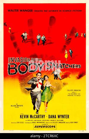 Invasion of the Body Snatchers (Allied Artists, 1956). Affiche de film vintage - science-fiction, terreur, horreur - Kevin McCarthy, Dana Wynter Banque D'Images