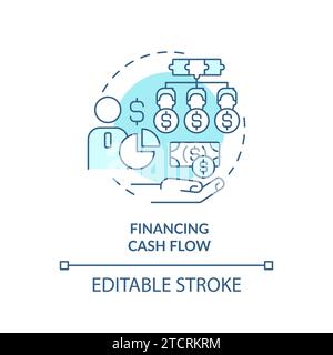 Concept d'icône de flux de trésorerie de financement bleu mince Illustration de Vecteur