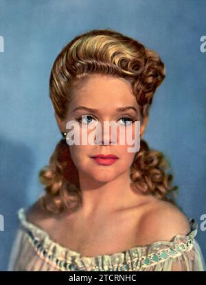 Portrait d'Alice Faye (naissance : 5 mai 1915 - passage : 9 mai 1998), étoile lumineuse des années 1930 et 1940 Célébrée pour ses rôles dans des films comme Alexander's Ragtime Band, la voix mélodique de Faye et son charisme à l'écran en ont fait l'une des plus grandes dames d'Hollywood pendant son âge d'or. Banque D'Images