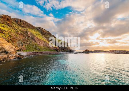 Pittoresque vue côtière de la deuxième vallée au coucher du soleil, péninsule de Fleurieu, Australie méridionale Banque D'Images