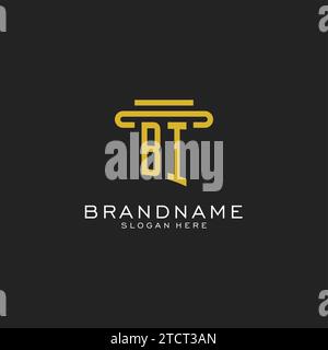 Logo initial BI avec graphique vectoriel de conception de style pilier simple Illustration de Vecteur