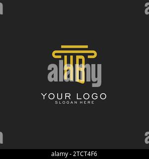 Logo initial HB avec graphique vectoriel de conception de style pilier simple Illustration de Vecteur