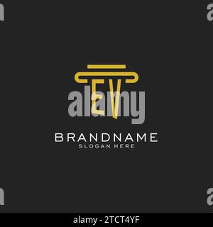 Logo initial EV avec graphique vectoriel de conception de style pilier simple Illustration de Vecteur