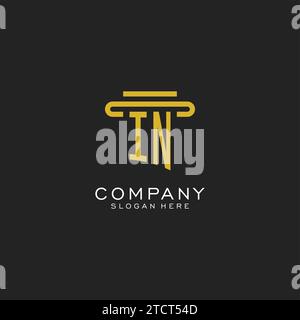 DANS LE logo initial avec un graphique vectoriel de conception de style pilier simple Illustration de Vecteur