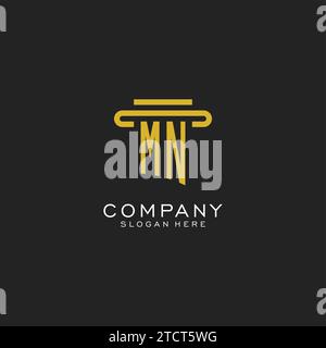 Logo initial MN avec motif vectoriel de conception de style pilier simple Illustration de Vecteur