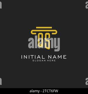 Logo initial QS avec graphique vectoriel de conception de style pilier simple Illustration de Vecteur