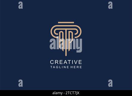 Logo de pilier initial AP, idées de conception de logo de cabinet d'avocats élégant et de luxe Illustration de Vecteur