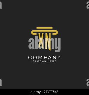 Logo initial XN avec graphique vectoriel de conception de style pilier simple Illustration de Vecteur