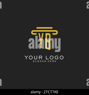 Logo initial YB avec graphique vectoriel de conception de style pilier simple Illustration de Vecteur