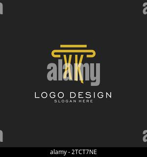 Logo initial du XK avec graphisme vectoriel simple de style pilier Illustration de Vecteur