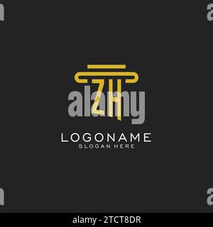 Logo initial ZH avec graphique vectoriel de conception de style pilier simple Illustration de Vecteur