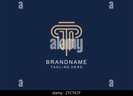 Logo de pilier initial de JN, idées de conception de logo de cabinet d'avocats élégantes et de luxe Illustration de Vecteur