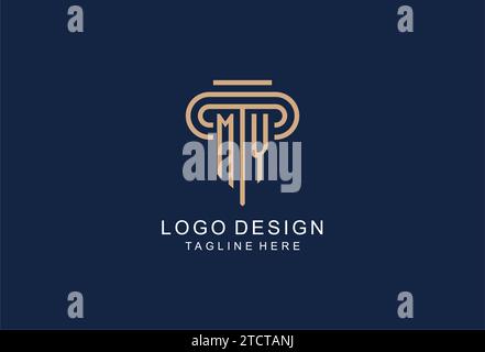 MON logo de pilier initial, des idées de conception de logo de cabinet d'avocats élégant et de luxe Illustration de Vecteur
