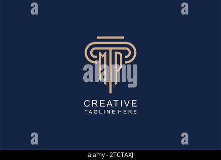 Logo de pilier initial MP, idées de conception de logo de cabinet d'avocats élégant et de luxe Illustration de Vecteur