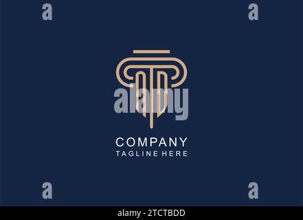 Logo de pilier initial ND, idées de conception de logo de cabinet d'avocats élégant et de luxe Illustration de Vecteur