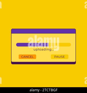 Fenêtre de téléchargement avec barre de progression, rétro design Illustration de Vecteur