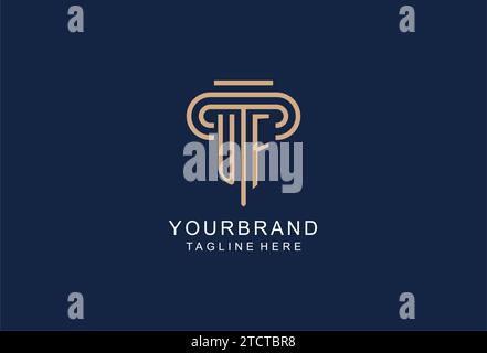 Logo de pilier initial UF, idées de conception de logo de cabinet d'avocats élégant et de luxe Illustration de Vecteur