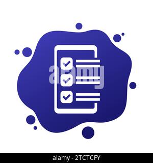 icône de sondage en ligne avec un téléphone Illustration de Vecteur